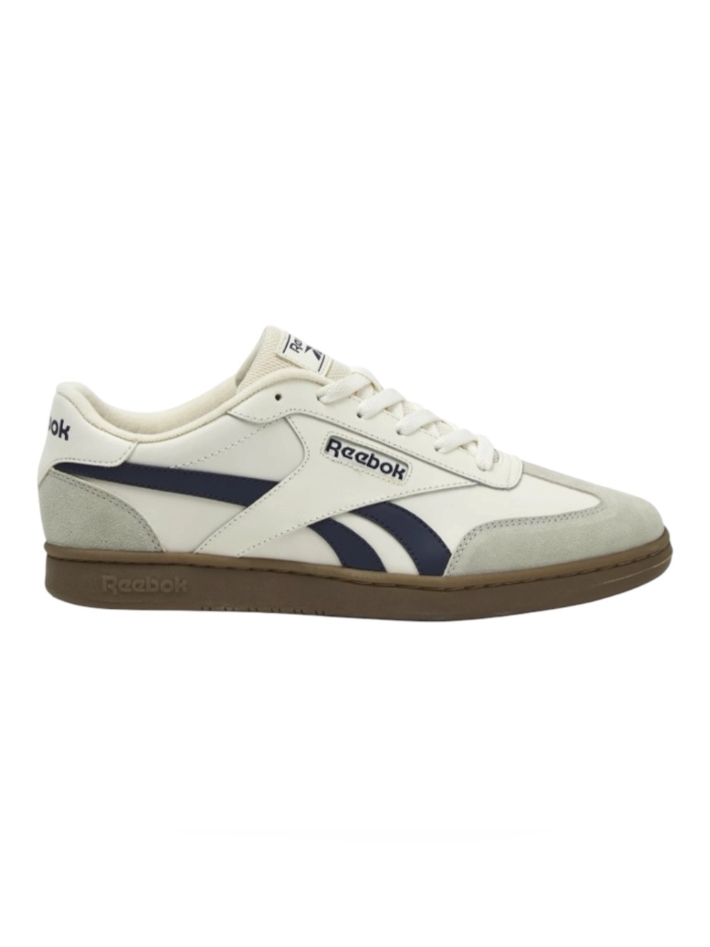 Reebok Men's Forte Lounger Casual Suede Sneakers in White Gray & Black Size 7.5